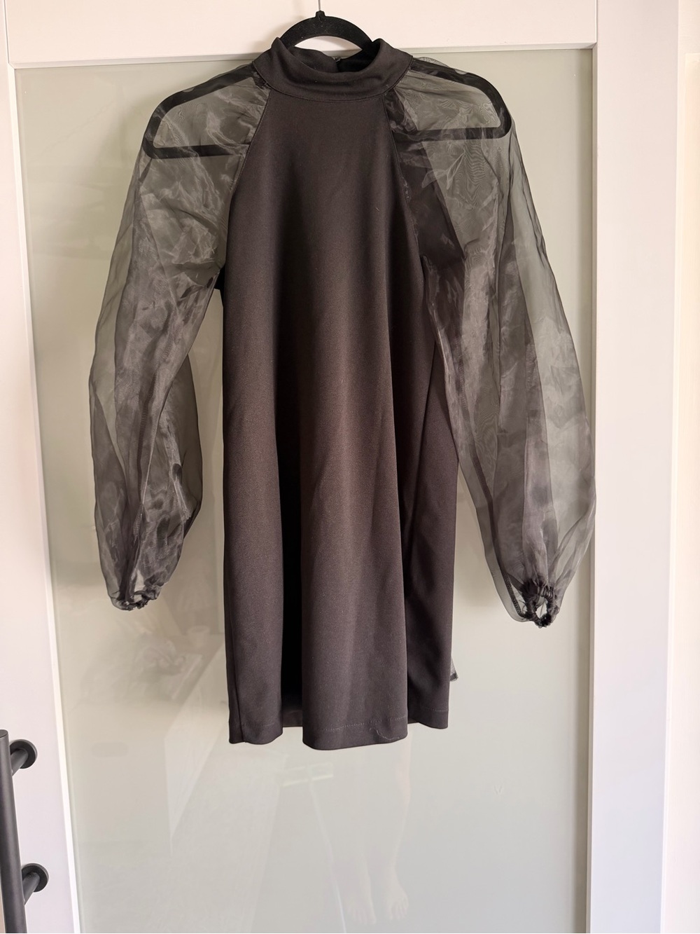 Stylish Black Sheer-Sleeve Women's mini dress by Zara